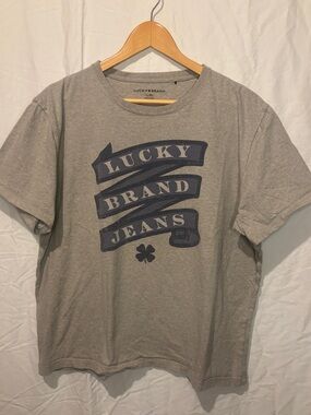 Lucky Brand Boxy Fit Graphic Tee Grey Oversized T-Shirt